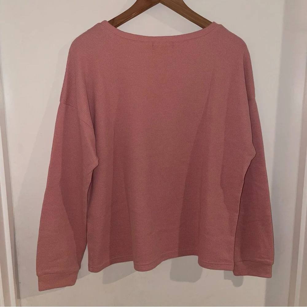 Pink Waffle Knit Lounge Pajama Set - Picture 3 of 11